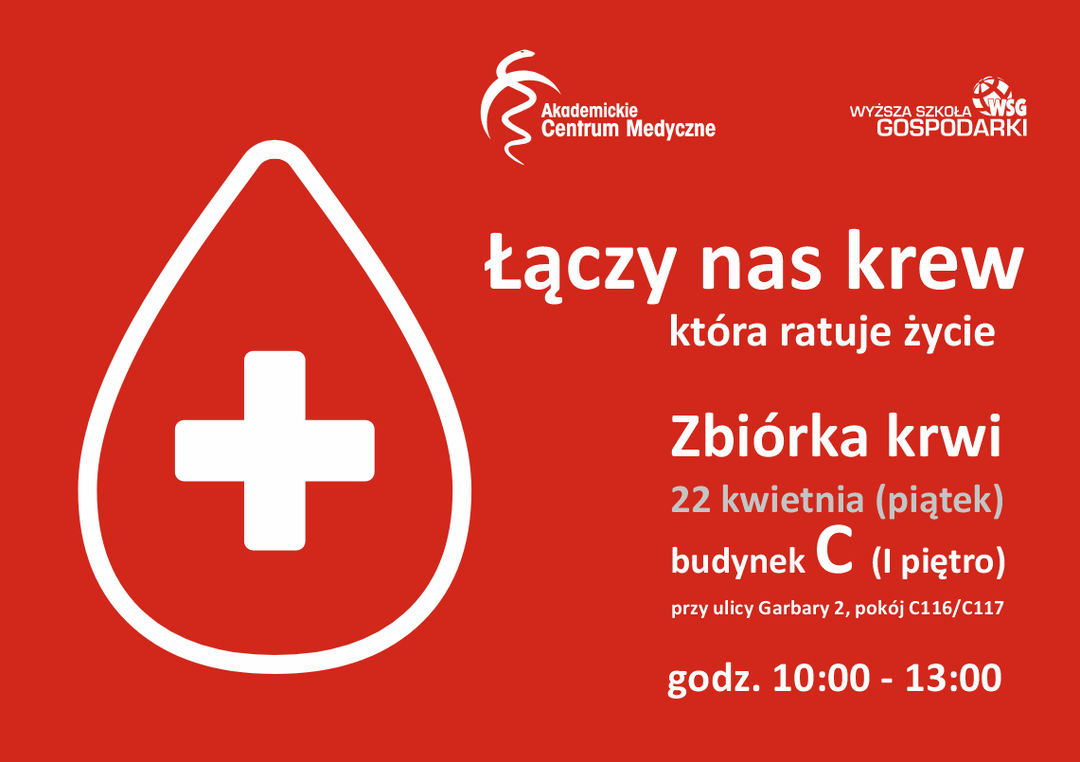 Zbiórka krwi, Garbary 2, budynek C, I piętro